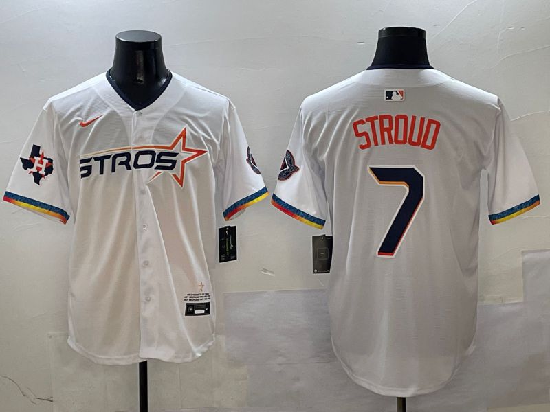 Men Houston Astros #7 Stroud White Fourth generation Joint Name Nike 2025 MLB Jersey style 8->houston astros->MLB Jersey